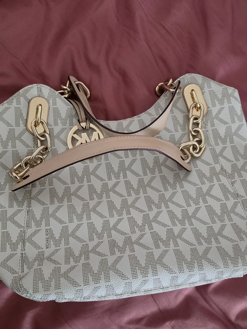 Michael Kors Ivory Logo Chain-Handle Shoulder Bag